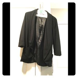 3/4 Sleeve Black Blazer in Black - Size 4